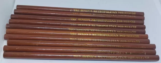 10 Vintage Dixon Metropolitan 968-No 4 3H Pencils Unused USA VERY RARE
