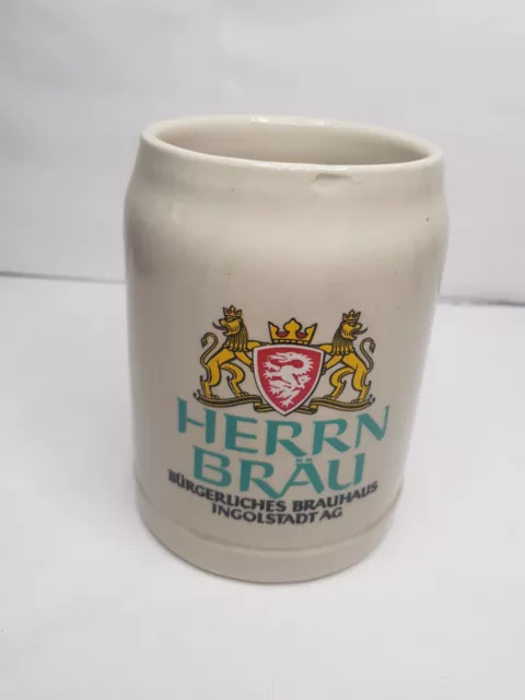 West German Vintage Stoneware Beer Tankard Jug Ingle.standt Herrn Brau