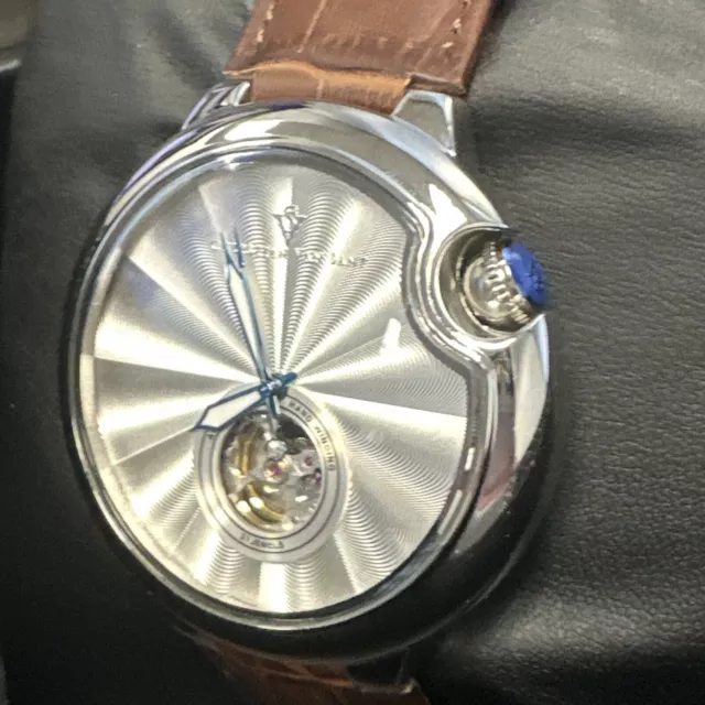 Christian Van Sant Mens Brown automatic Leather Strap silver dial Watch Cv0141 Christian Van Sant Mens Brown automatic Leather Strap silver dial Watch Cv0141