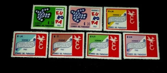 Paraguay #623-629, 1961, Europa Issue, Singles, Mnh, Cv$48.20, Nice! Lqqk!