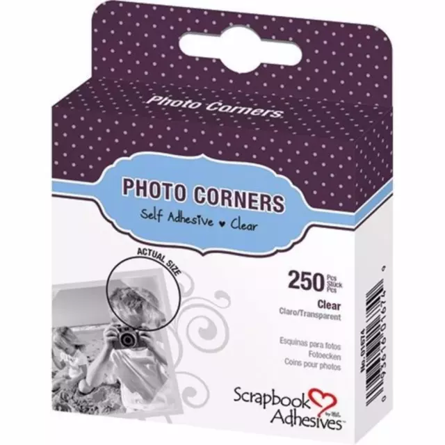 Clear Photo Corners Self-Adhesive 250 Polypropylene Wedding Albums Card 10mm