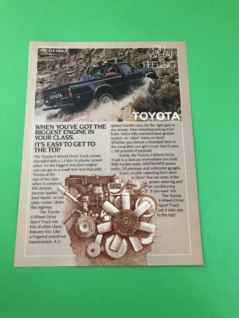 1982 1983 Toyota 4X4 4 X 4 Pick Up Truck Original Print Ad Advertisement