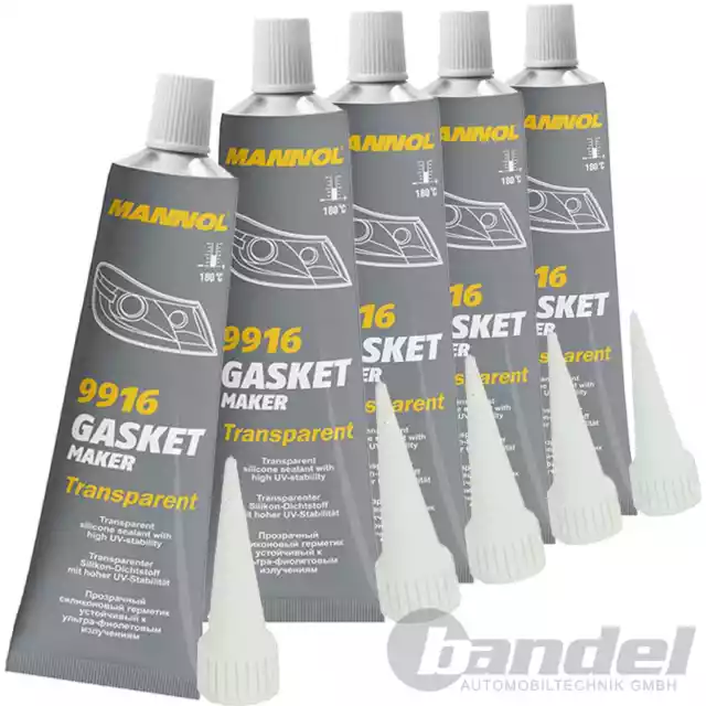 5x 85g MANNOL GASKET MAKER TRANSPARENT DICHTMASSE KLEBER SCHEINWERFER BLINKER