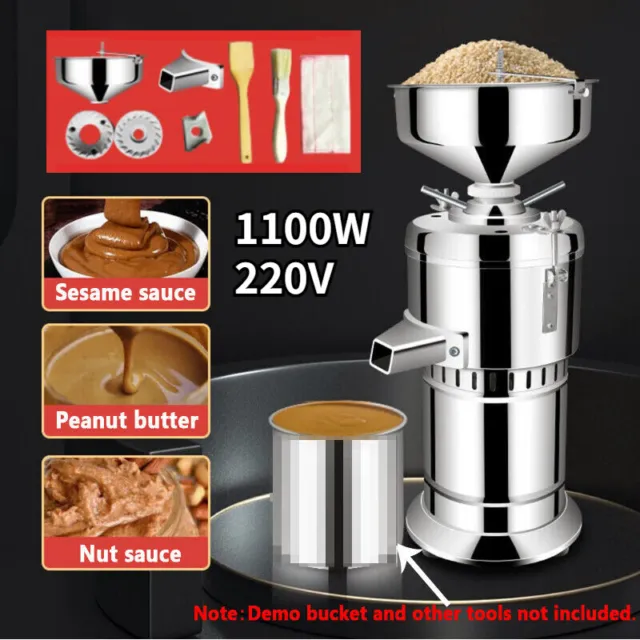 1100W Peanut Butter Maker 220V Electric Nut Grain Sesame Sauce Grinding Grinder