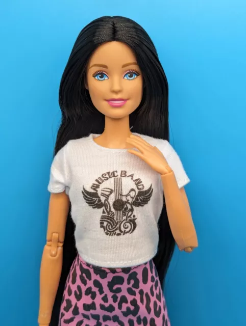 OOAK Custom Reroot Barbie Doll Millie Made to Move Long Brunette Dark Brown Hair