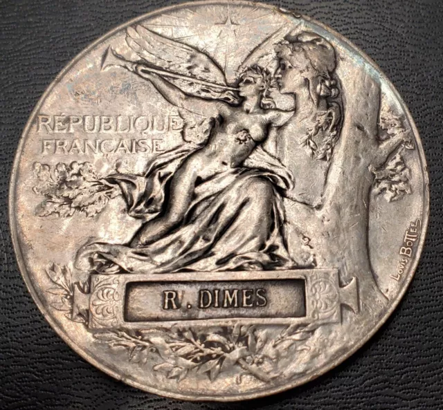 1889 Louis Bottee France Silver Medal International Exposition Paris 63mm
