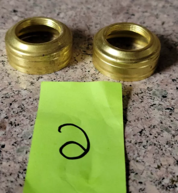 Lot Of Two #1 Unused Solid Brass Oil Kerosene Lamp Collars LOOK! Part Restore