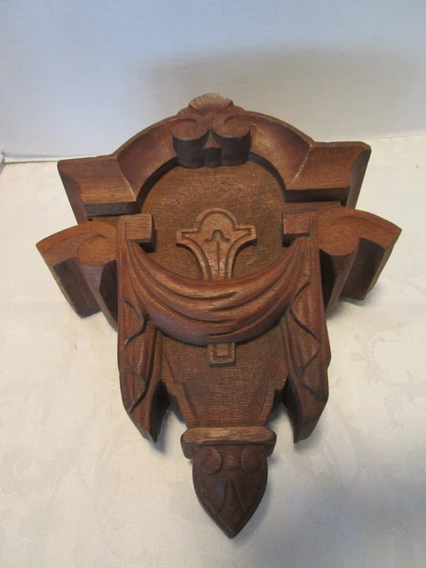 Antique Hand Carved Solid Wood Wall Mount architectural salvage Mahogany