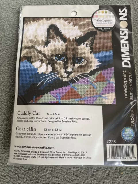 Dimensions Needlepoint Tapestry Kit - Cuddly Cat. 5 X 5 Inches