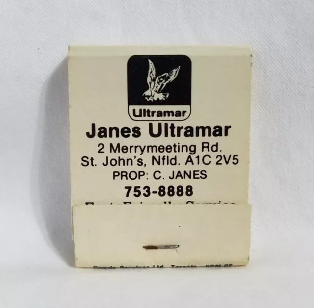 Vintage Janes Ultramar Gas Oil Station Matchbook Newfoundland Advertising Full