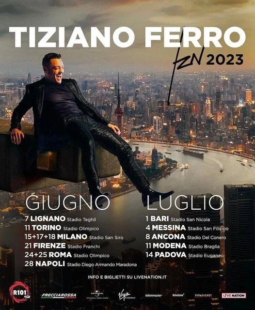  Tiziano Ferro, 2 BIGLIETTI PRATO Gold sotto il palco. Roma 24/06/2023. SCRIVICI
