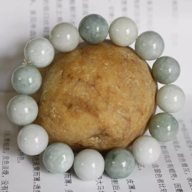 Gemstone 100% Natural JADE Grade A Untreated Light Green Jadeite Bracelet #Br395