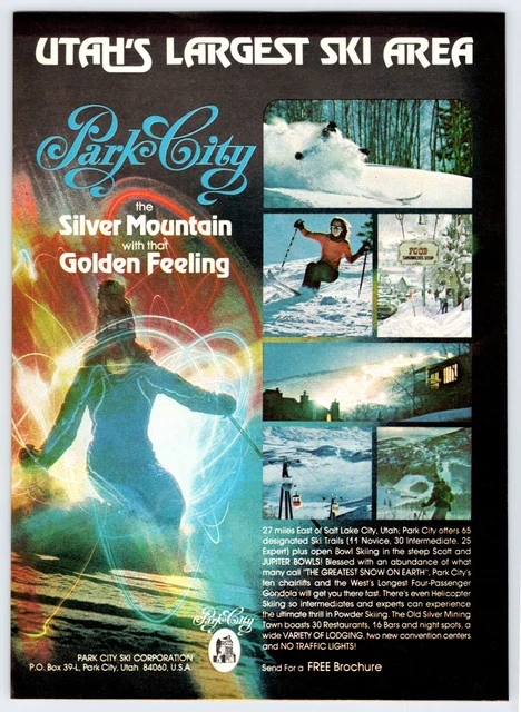 1979 SKI SKIING PARK CITY UTAH Vintage 8"X11" Magazine Ad 1970's HCF3