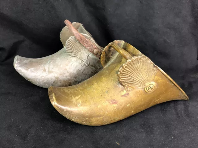 Pair of Antique Bronze Chinese Shoe Formed Stirrup London