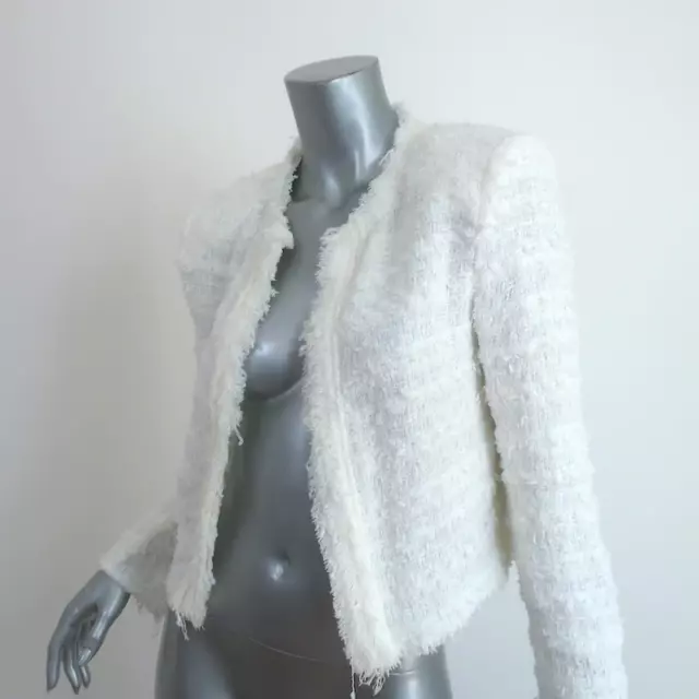 IRO Moana Tweed Jacket White Cotton-Blend Size 36 3