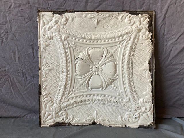 Antique Tin Ceiling  2' x 2' Shabby Tile 24" SQ Chic VTG Crafts 48-23A