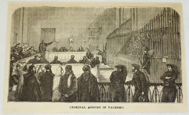 1881 Rivista Incisione ~ Criminal Assizes ~Palermo~ Italia
