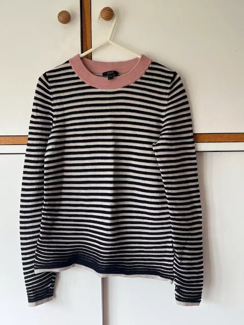 COS XS (8-10) light weight Navy/white/cream stretchy stripe jumper/sweater