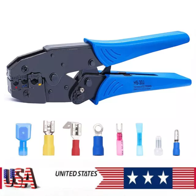 Crimping Tool Insulated Wire Crimper Pliers Connectors Ratcheting Butt Terminals