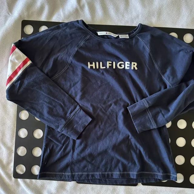 Tommy Hilfiger Women's Navy Blue Red/White Stripe Long Sleeve Size Large