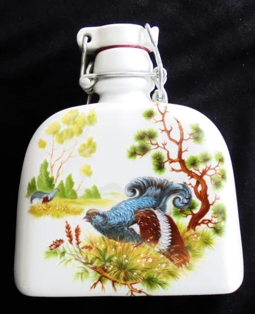 Vintage Rauschert Ceramic Bavarian Village Bird Grouse Quail Bottle Decanter