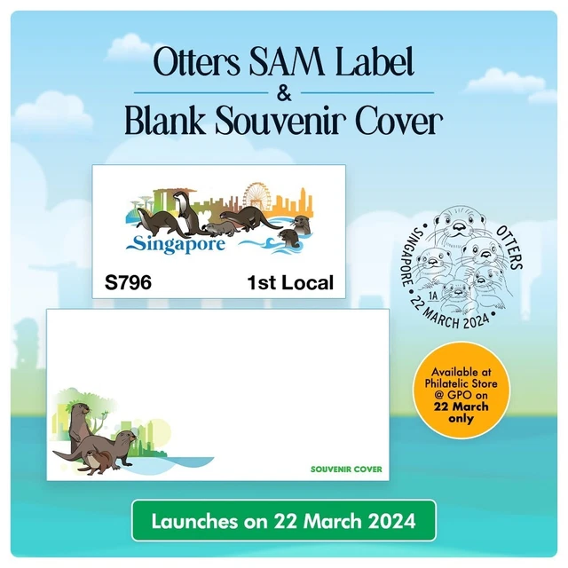 SINGAPORE 2024 OTTERS Design Sam Frama Machine No. S022 Postage Labels