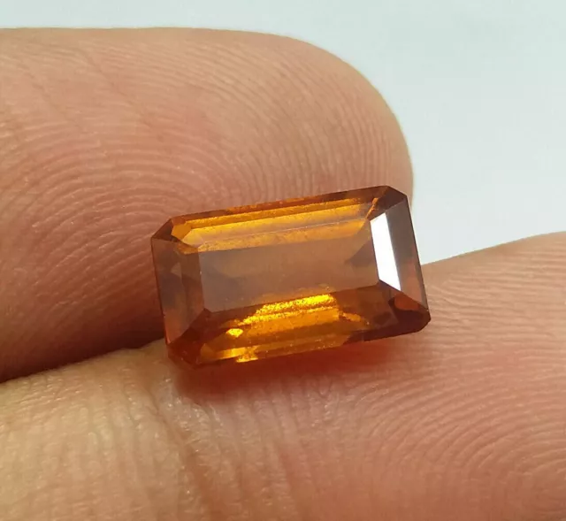 3.54 Ct Natural Hessonite Faceted Garnet Emerald Cut Finest Quality Loose Gems