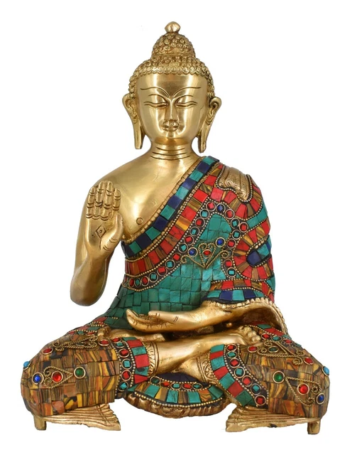 Whitewhale Brass Buddha Statue Blessing Murti Home Decor Entrance Office Decor