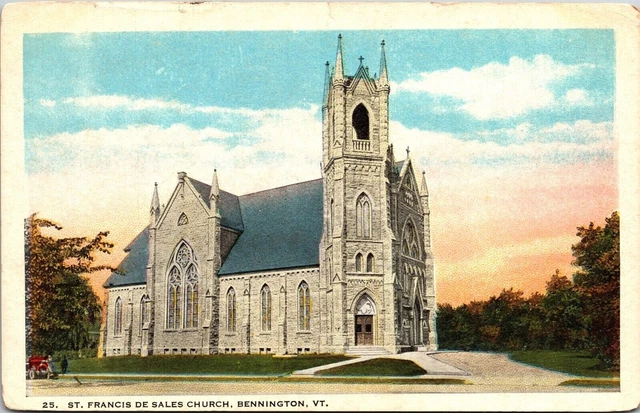 St Francis De Sales Church Bennington VT Vermont WB Postcard UNP Unused Hughes