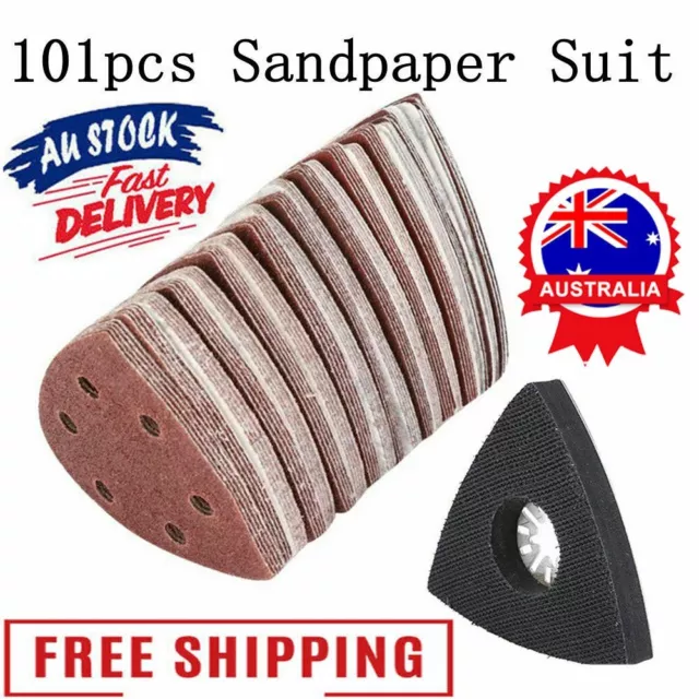 101pcs 60-240 Grit Triangular Sanding Paper Disc Pad Oscillating Multi Tool AL