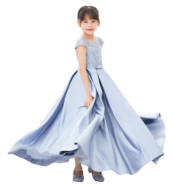 Satin Flower Girl Dress Ivory Lace Dress White Pageant Dress Communion Dresses