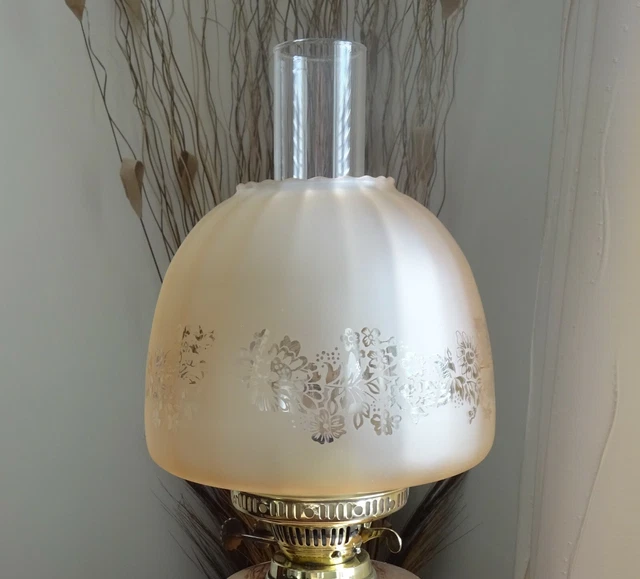 VICTORIAN STYLE AMBER COGNAC Frosted Glass BEEHIVE Oil Lamp Shade 48.