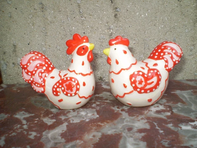 Salière Et Poivrière Coq En Céramique Rouge – Set De 2 – Déco Cuisine Rustique