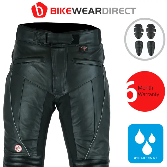 Waterproof Leather Motorbike Motorcycle Trousers With CE Armour Biker Racing