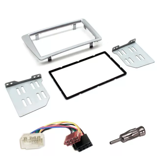 Double Din Facia Fascia Panel Silver Full Kit For Honda Civic Ep2 Ep3 2001-2006