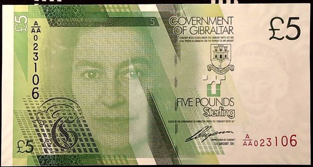 Gibralter 2011 5 Pounds Queen England Currency  Banknote  Inv#B10106