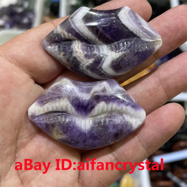 1PC Natural Dream amethyst red lips Carved red lips Reiki quartz crystal Healing