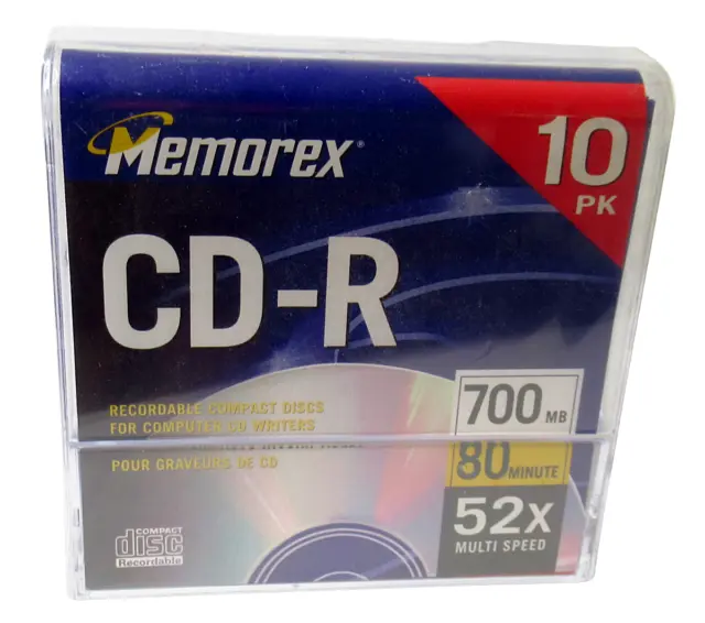 Memorex CD-R 10 Pack Recordable 700MB -80 Min.- 52X Multi Speed Discs - Sealed