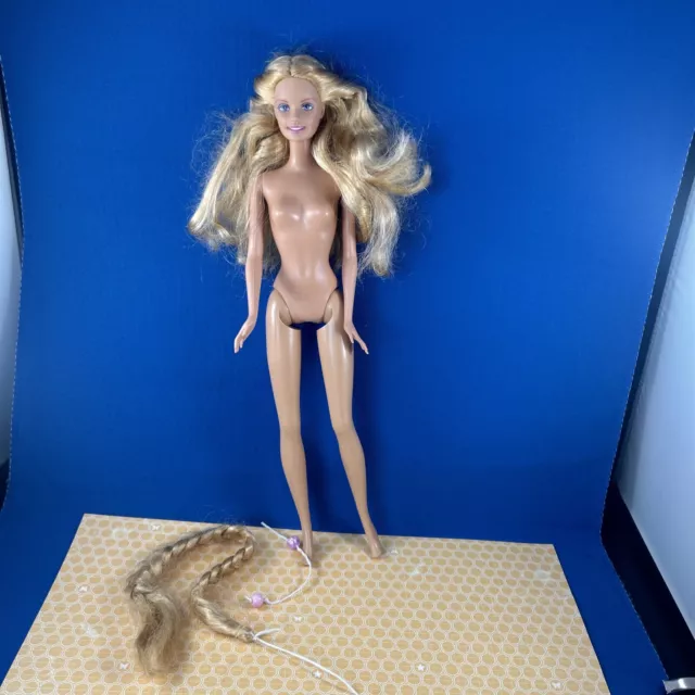 2001 Mattel Barbie Rapunzel Doll Nude AS IS! String Broken Hair Extension Read