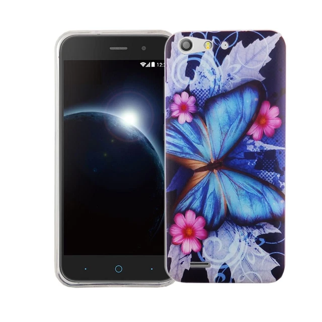 Case Motif Case Cover for ZTE Blade L6 Butterfly Blau 9H Glass