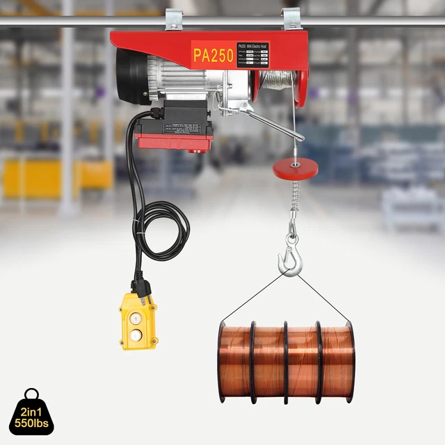 PA250 Electric Hoist Winch 550Lbs Engine Crane Overhead Wireless Remote Control