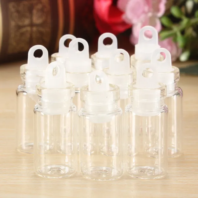 50pcs 1ml Empty Sample Vials Clear Glass Bottles with Plastic Lid Small Bottle