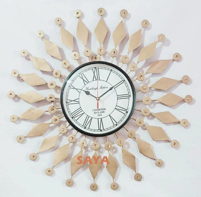 Reloj de pared de latón antiguo náutico, reloj de pared con parte superior...