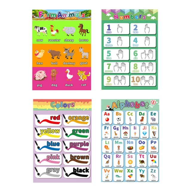 4 un. póster de educación temprana para niños póster educativo preescolar para niños pequeños