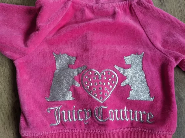 Infant Juicy Couture Velour Zip Up Hoodie, Dogs,  Pink/Silver **VGC** 3-6 Months