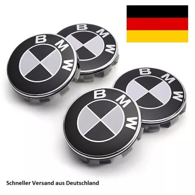 4X BMW 68mm Nabendeckel schwarz/weiß Felgenkappen E60 E66 E70 E83 E90 F10 F30