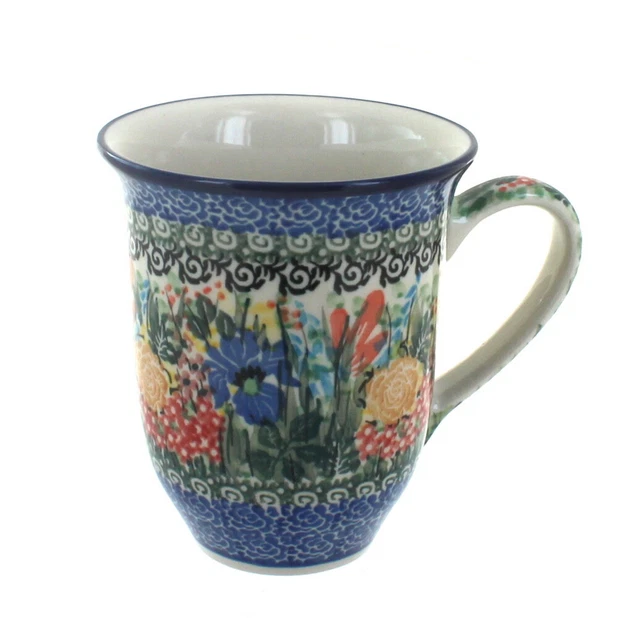Blue Rose Polish Pottery Summer Blooms Large Coffee Mug