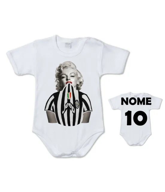 body tuta bimbo neonato Marilyn Monroe divisa Juventus stampa nome numero regalo