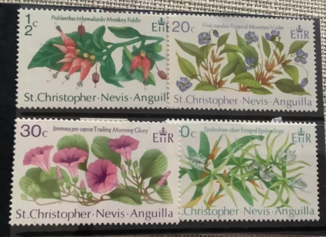 St Christopher & Nevis stamps Mint set of 4 flowers stamp good condition 