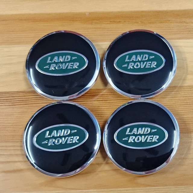 LAND ROVER WHEEL Centre Cap - Black With Green badge and Chrome Outline ...